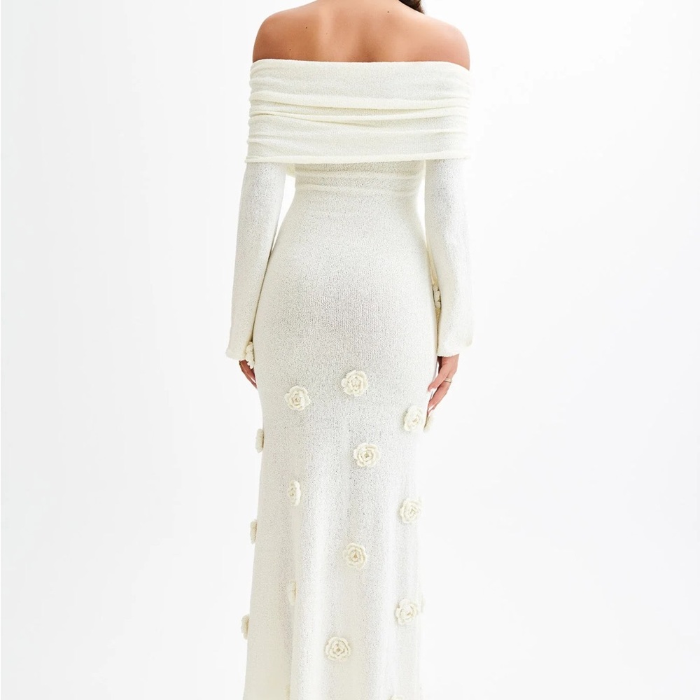 Kiki Dress Meshki Cream Textured Knit Fabric